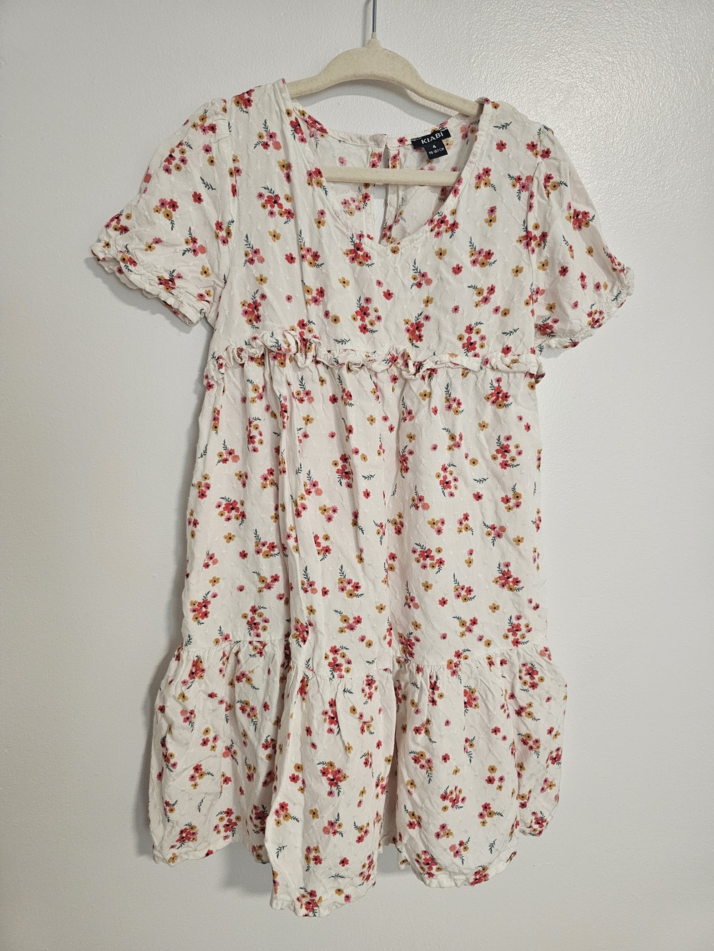 🧸2/20$ Kiabi White Floral Tiered Dress Girl Size 4